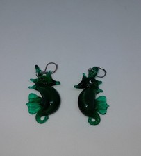 boucles d'oreille hippocampe en verre soufflé façon Murano création unique