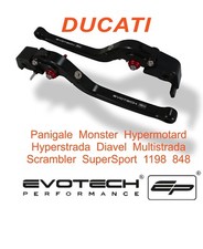 Tout Ducati's EVOTECH Performance Long Noir Pliable Brake & Clutch Levier Set