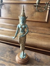 ANCIENNE STATUETTE DANSEUSE DEESSE  SARASWATI BOUDDHA BRONZE THAILANDE DIVINITE