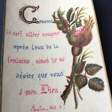 Image Pieuse Peinte Fin XIXè Avec Rose Holy Card Santino Last 19thC