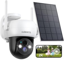 DEATTI 2K PTZ Camera Surveillance WiFi Exterieure sans Fil Solaire, Dome Camera