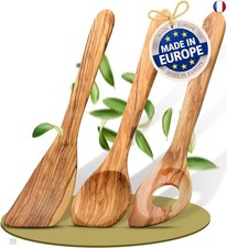 Cuillere en bois de cuisine (Lot de 3) en bois d'olivier/ustensiles de cuisine