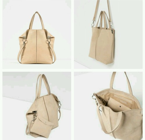 Zara nude leather tote - zara,