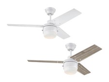 Ventilateur de plafond avec éclairage et chainettes Talia Blanc & Pin 105 cm