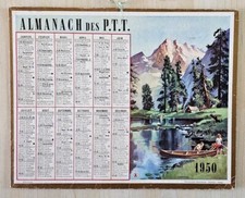ALMANACH CALENDRIER PTT 1950 IMPRIMERIE OBERTHUR COMPLET  INTERIEUR MEUSE