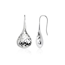 Argent Sterling Coupe Diamant Poire Forme Lotus Poli Goutte Boucles, 3 Couleurs