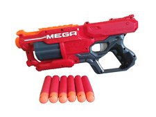 Pistolet Nerf MEGA CYCLONESHOCK 35cm + 6 Fléchettes - Très Bon Etat