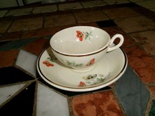 Tasse  & sa soucoupe  Ceranord St Amand Céramique Ancienne Décor Coquelicot