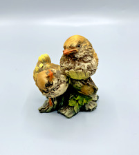 Figurine, statuette oiseaux, couple de moineaux en résine signé FARO Italie