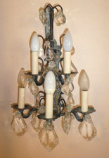 Superbe applique murale à pampilles en Bronze Argenté ? marque CHEHOMA 5 feux