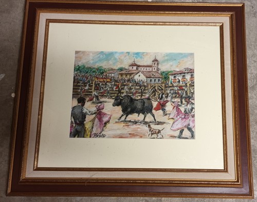 Tableau tauromachie signé