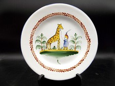 RAMBERVILLERS-TRES RARE ASSIETTE A LA GIRAFE ET SON CORNAC-ZARAFA-XIX°