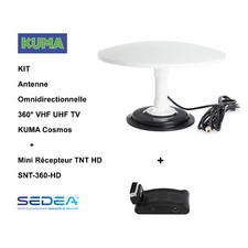 KIT Antenne Omnidirectionnelle 360⁰ VHF UHF TV Cosmos + Mini Récepteur TNT HD