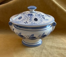 HB Quimper petite soupière ou bonbonnière, décor, fleuri bleu