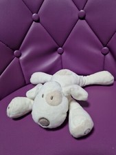  Doudou chien OBAIBI OKAIDI cocard blanc Et Marron couché peluche TTBE