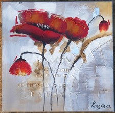 tableau décoratif signé Kazera: coquelicots