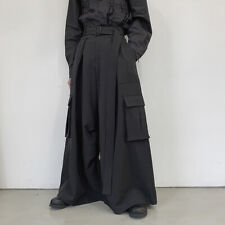 Hommes Taille Haute Jambe Large Pantalon Desseré Gothique Poche Kendo Hakama