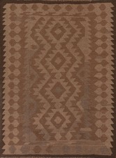 Tapis D'Aire Réversible Kilim Sud-Ouest 5x7 Brun Laine Tissé À La Main Oriental