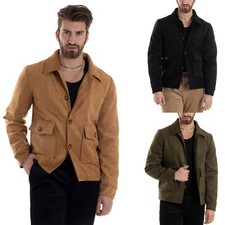 Veste Homme En Suède Avec Boutons Poches Plusieurs Couleurs GIOSAL