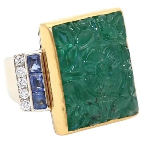 Bague émeraude sculptée