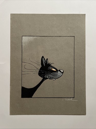 Sérigraphie chat noir signée - sérigraphie,
