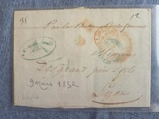 Lac Naples Pour Lyon Par Bateau Poste. Cachet Rouge Marseille ,et 2 Siciles 1852
