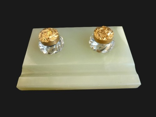 Encrier bronze cristal - ,