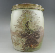 SEAU À BISCUITS SIGNÉ LEGRAS en verre emaillé  époque 1900 Signé " Legras"