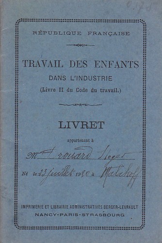 Livret travail enfants 1937 - enfants,