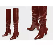 Red patent leather zara thigh high boots