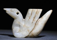 4.5CM Chinese Dynasty Hetian Jade Carve Flying Bird Beast Amulet Pendant
