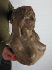 Statue Vintage Massive En Terre Cuite Buste Femme Modernariato Design 1960