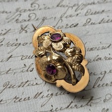 Broche Ancienne Plaqué Or Grenats Napoléon III Fin XIXè French Victorian Jewel