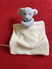 ?? Doudou Lapin Bleu Yeux Durs Noirs Mouchoir Blanc Écru JACADI NEUF