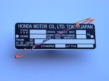 Plaque de cadre HONDA  7 cases