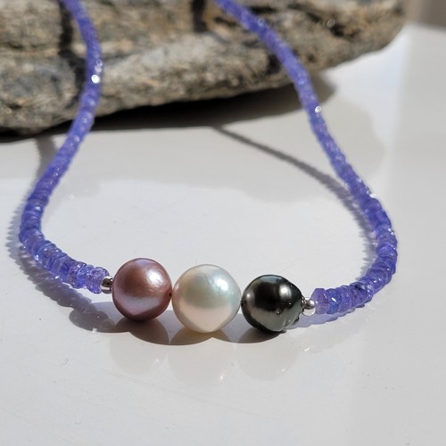 Collier argent perle noire - collier, en