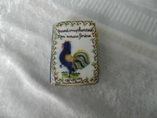 RARE tabatière / secouette Bretagne Quimper décor au Coq Amitié French Snuff Box