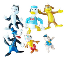 6 Walt Disney figurines vintage, 1969, Ed. Vaillant, Pif Gadget, Brab PVC, rare