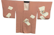 Manteau veste kimono japonais vintage Michiyuki soie rose hauteur chère 33,46...