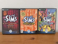 Jeu video PC SIMS, 3 disques additionnels Superstar, Surprise Partie, Affinites