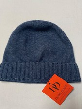 NEUF bonnet maille côtelé DORÉ DORÉ laine mérinos & cachemire bleu corsaire