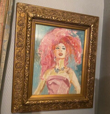 Huile sur carton  "portait de jeune danseuse  "signé Lessieux Louis Ernest