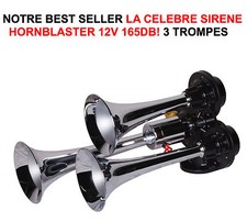 HORNBLASTER SIRENE AMERICAINE 3 TROMPES 165db! HARLEY BUELL DUCATI GOLDWING BMW