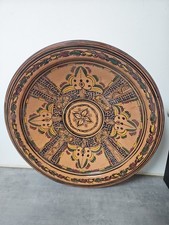 Grand plat décoratif marocain signé Safi – céramique artisanale 49 cm
