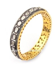 Polki Bracelet Diamant 925 Argent Sterling Tranche Royal Mariage