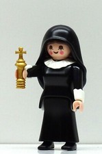 Nonne Ordensschwester Noir Playmobil Pour Monastère Moine Église Monk Nun Custom