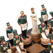 Italfama Napoléon Contre Russes Peint à la Main Résine Échecs De ,Faux Cuir Bord