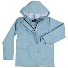 Veste Imperméable À Capuche Parka Bleu Poussiéreux Pour Filles Et Garçons