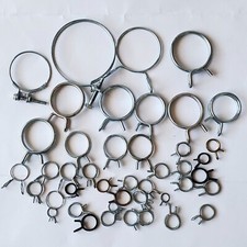 CLAMPS 43 CLIPS DE SERRAGE PINCES A TUYAU A RESSORT DOUBLE FIL INOX