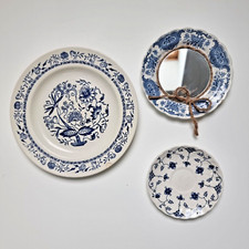 Assiettes à Accrocher - Upcyclées pour une Décoration Unique - Lot de 3 - Bleu